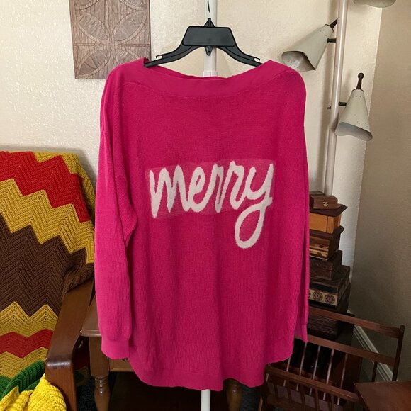 Women’s Sz. XXL Oversized Astrologie Pink Boat Neck Sweater “Merry” - Picture 1 of 4